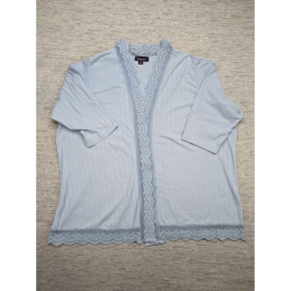 Roaman's Crochet‎ Trim Cardigan Open Front Lightweight Cover Up Plus Size 2X